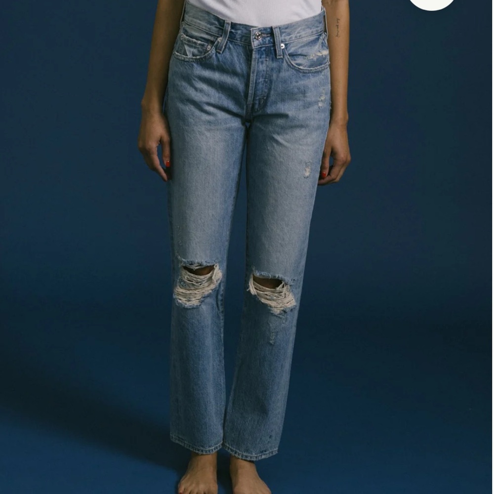 Edwin Denim Cai High Waist Straight Leg Jeans in Slayer Size 29